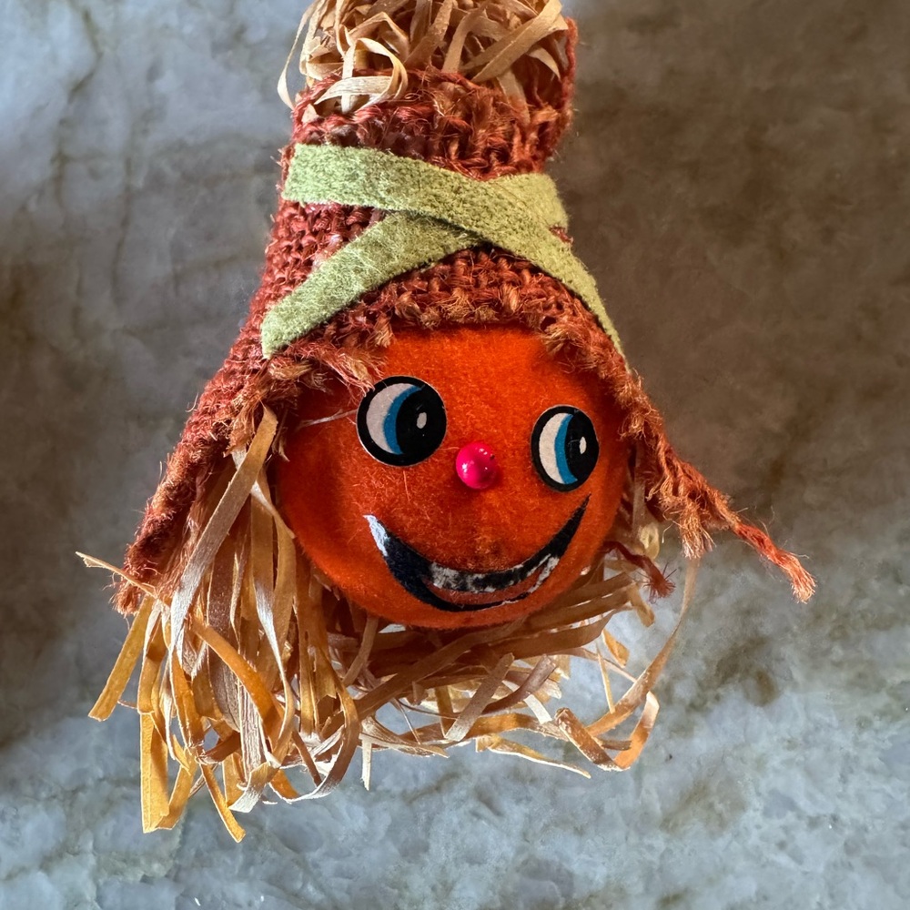 Orange scarecrow pin with Smiling Face